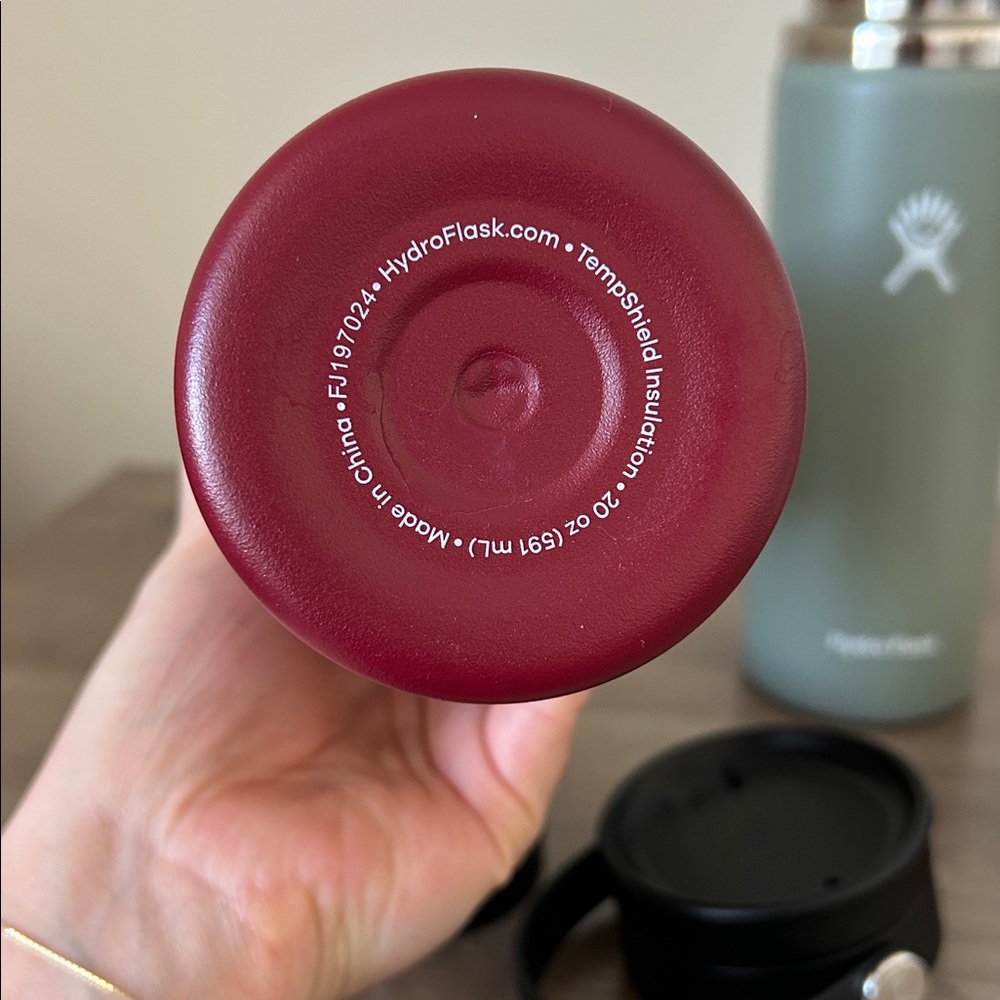 Two Hydroflask 20oz Insulated Water Bottles with Three Lids and Bottle Boot - Picture 2 of 6